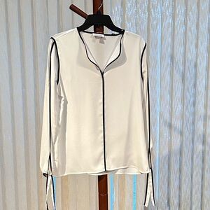 Calvin Klein White Long Sleeve Top Blouse